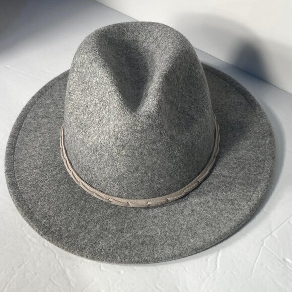 Gray Flannel Fedora OS flat brim hat Classic Staple Boho Western Ranch - Picture 2 of 7